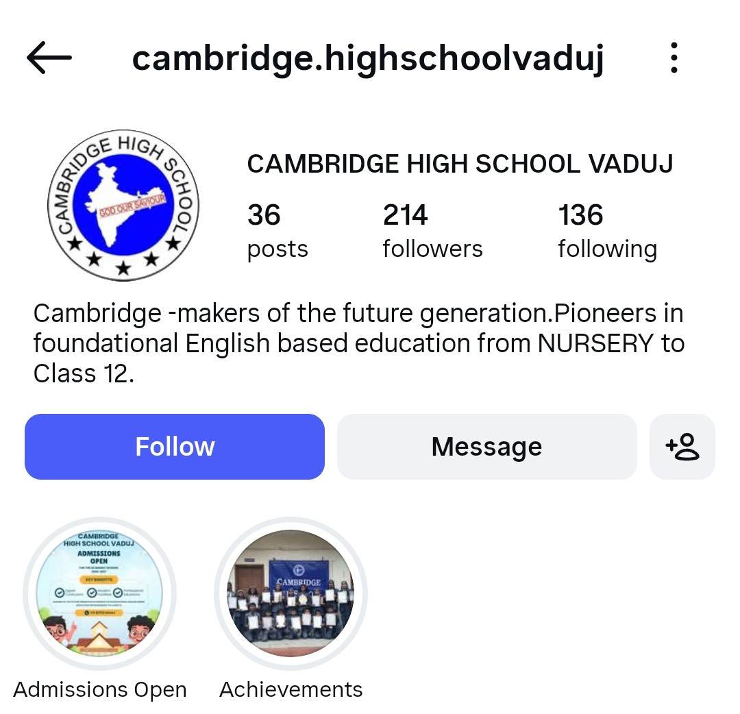Cambridge Highschool Insta Profile